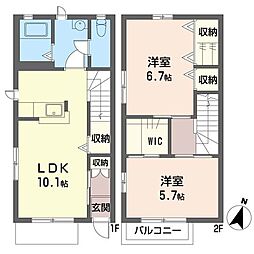 メイプルT-B 2LDKの間取図画像