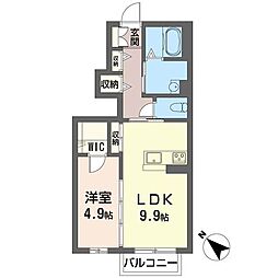 ヴィラフィールド 1LDKの間取図画像