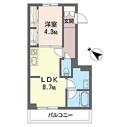 レフィシア東浦和 1LDKの間取図画像
