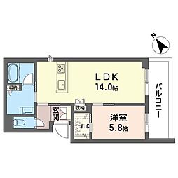 エム フラット 1LDKの間取図画像