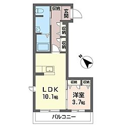 クレインビューコート 1LDKの間取図画像