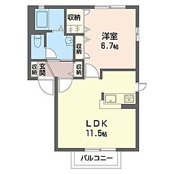 エスポワールA 1LDKの間取図画像