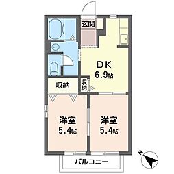 セフィラ青木 2DKの間取図画像