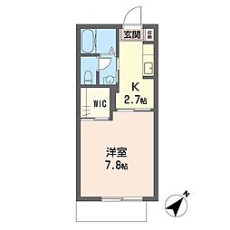 ハイムガーツラントB 1Kの間取図画像