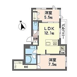 オーキッド 2LDKの間取図画像