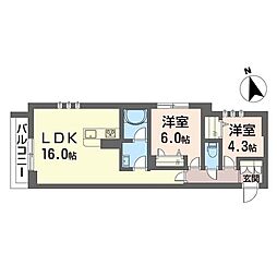 オーキッド 2LDKの間取図画像