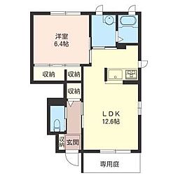 カーサソラーレ 1LDKの間取図画像