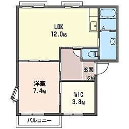 シャルマンハイツD棟 1LDKの間取図画像