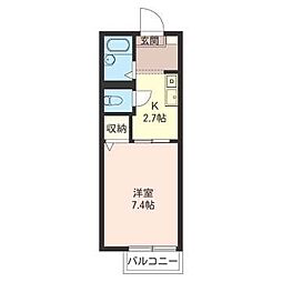 ヴィラ小谷田 1Kの間取図画像