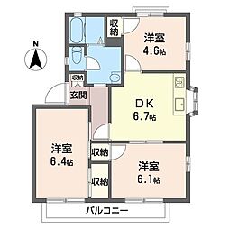 フレグランスコーマA 3DKの間取図画像