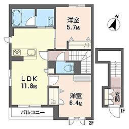 ティエラ 2LDKの間取図画像