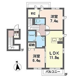 ソレイユ 2LDKの間取図画像