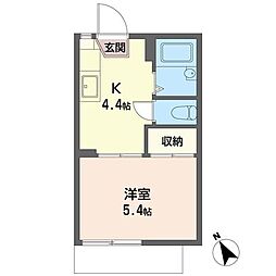 ボナールわらび 1Kの間取図画像