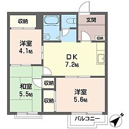 ハイツオリエント 3DKの間取図画像