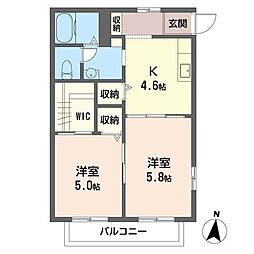 リバーサイド青木 2Kの間取図画像