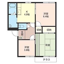 フレグランス瀬田E 3Kの間取図画像