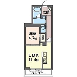 カーラボヌール 1LDKの間取図画像