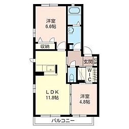 エレガンスガーデンC 2LDKの間取図画像