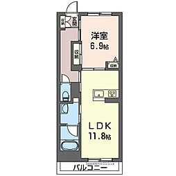 カーラボヌール 1LDKの間取図画像