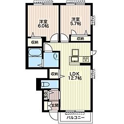 ボヌール2 2LDKの間取図画像