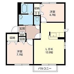 ボナールシャトーD 2LDKの間取図画像