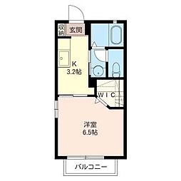花梨棟 1Kの間取図画像