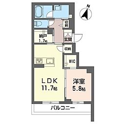 ジャルダンエスポワール 1LDKの間取図画像