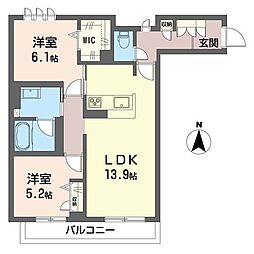 グランディール 2LDKの間取図画像