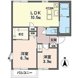 フレグランス金子C 2LDKの間取図画像