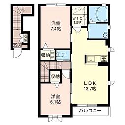 メゾンオリーブA 2LDKの間取図画像