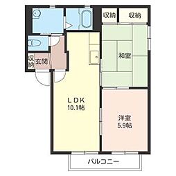 アーバンテラスB棟 2LDKの間取図画像
