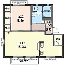 ラフォーレ若松原A 1LDKの間取図画像