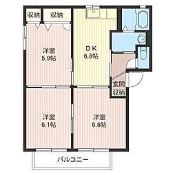 コート・エスポワールA 3DKの間取図画像