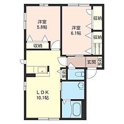 シャルマンハイム 2LDKの間取図画像