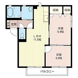 メゾンボンヌシャンヌＡ 2階2LDKの間取り