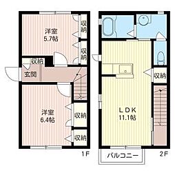ヴィラージュＩ 1階2LDKの間取り