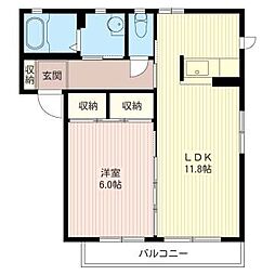 ニューウイングD 1LDKの間取図画像