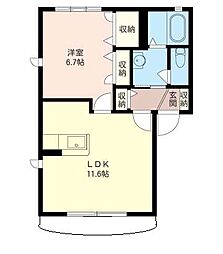 ラ・フィオ−レＢ 1階1LDKの間取り