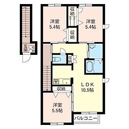 シャーメゾン百寿 2階3LDKの間取り