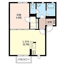 ラウンドパディーC 1LDKの間取図画像