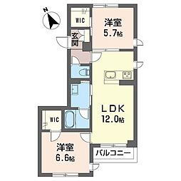 グランツ　ヴァルトII 3階2LDKの間取り