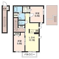 カーザヴェーネレ 2LDKの間取図画像
