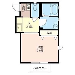クレール 1Kの間取図画像