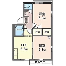 メゾン・クレール 2DKの間取図画像