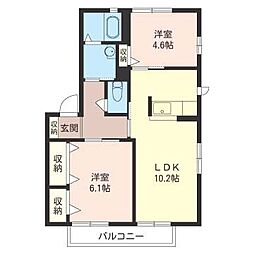 イーグル山手 2LDKの間取図画像