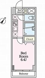 エスティメゾン南行徳 4階1Kの間取り