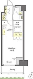 プライムメゾン森下WEST ワンルームの間取図画像