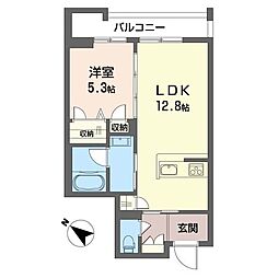 ヴァレンズ・クレシェレ 2階1LDKの間取り