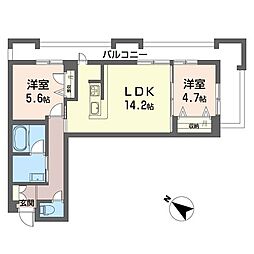 ヴァレンズ・クレシェレ 2LDKの間取図画像