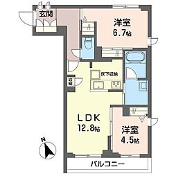 ユートピア橋本 2LDKの間取図画像